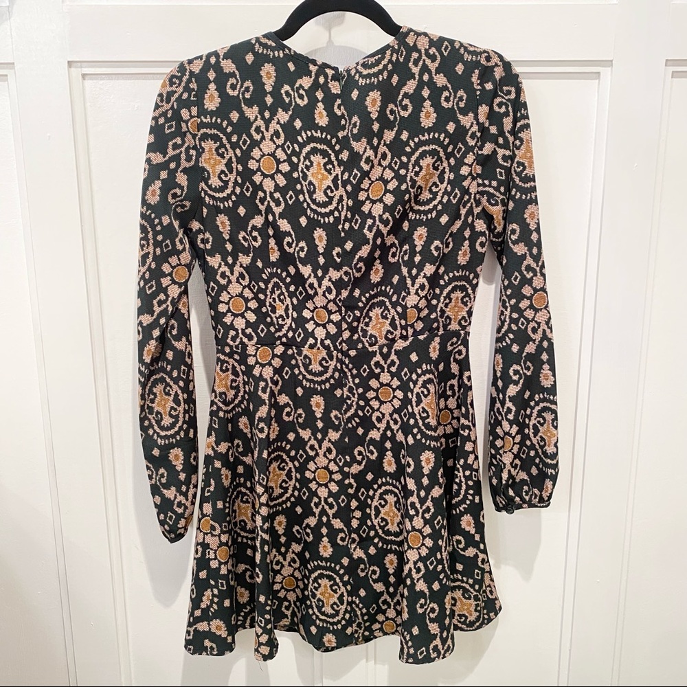 Forever21 Small Long Sleeve Rich Green Boho Dress - Picture 2 of 4